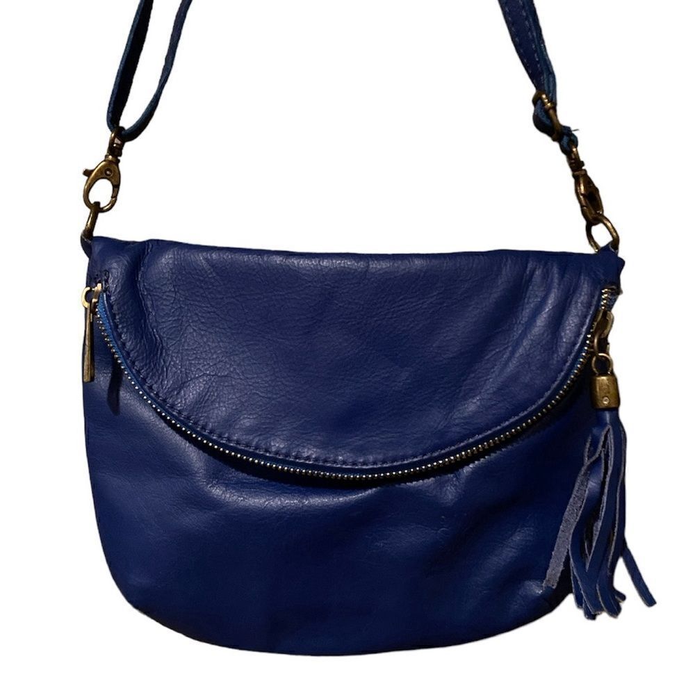 Borse in Pelle Genuine Leather Blue Crossbody Purse